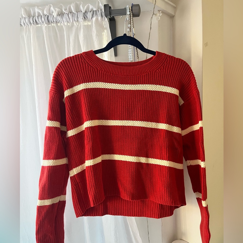 Banana Republic Red and Cream Striped Sweater